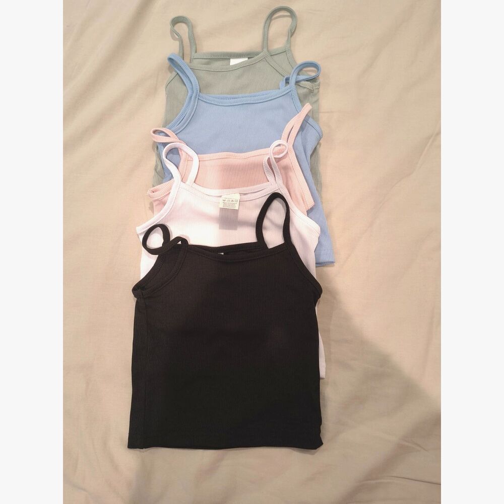 Summer Girls' 5pcs Set of Solid-color Tank Tops